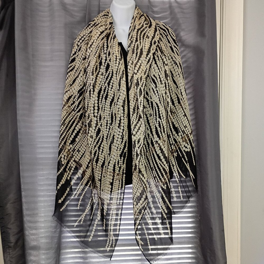 ❤️BOTTEGA VENETA Pearl Theme Piano Shawl Scarf Silk Made in Italy 70x34